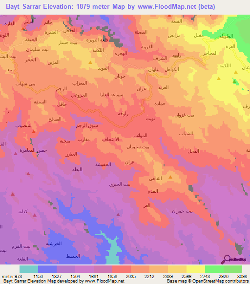 Bayt Sarrar,Yemen Elevation Map