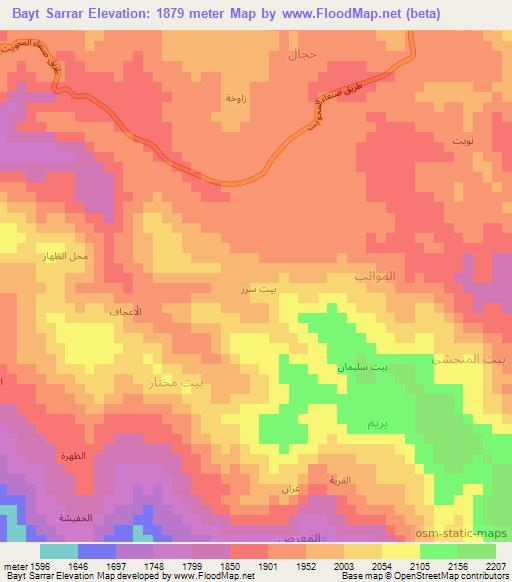 Bayt Sarrar,Yemen Elevation Map
