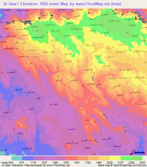 Al Qaw`i,Yemen Elevation Map