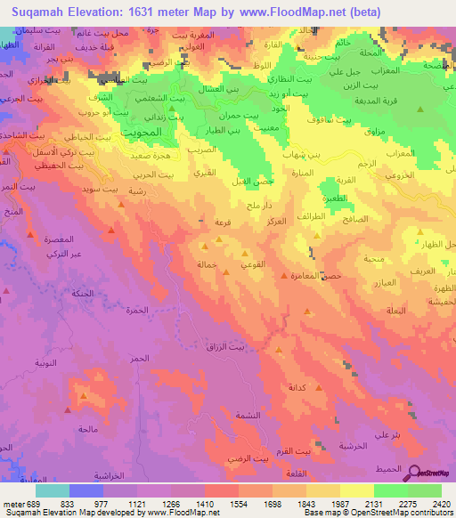 Suqamah,Yemen Elevation Map