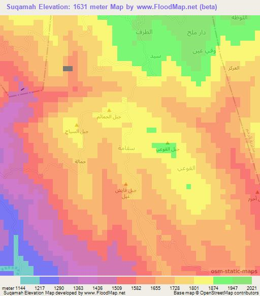 Suqamah,Yemen Elevation Map