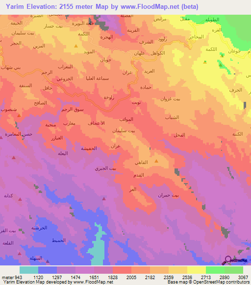 Yarim,Yemen Elevation Map