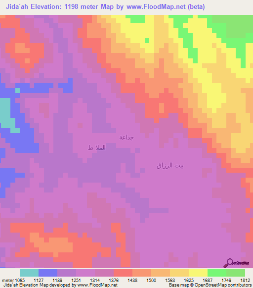 Jida`ah,Yemen Elevation Map