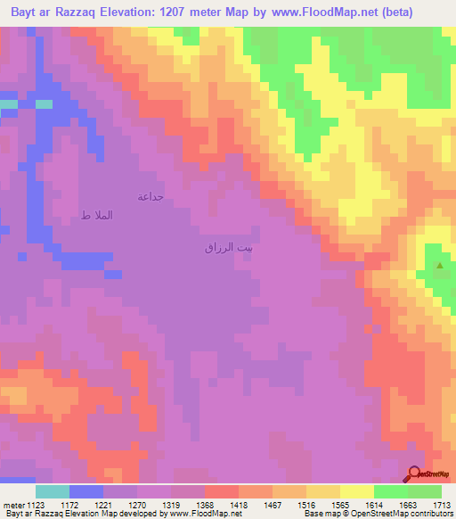 Bayt ar Razzaq,Yemen Elevation Map