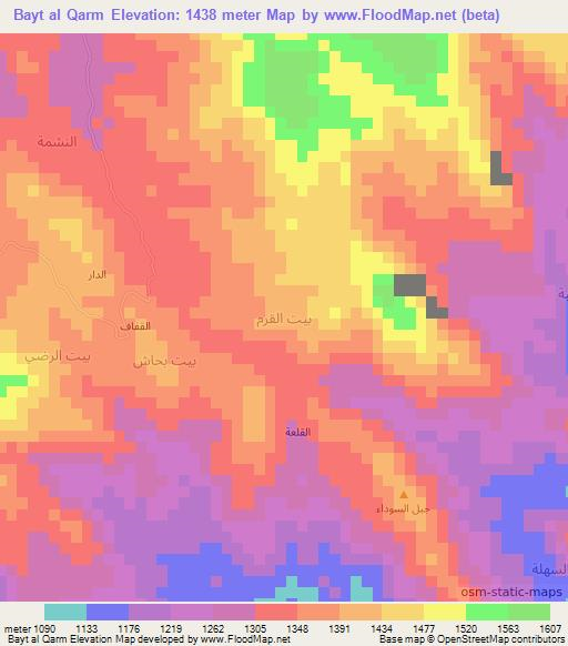Bayt al Qarm,Yemen Elevation Map