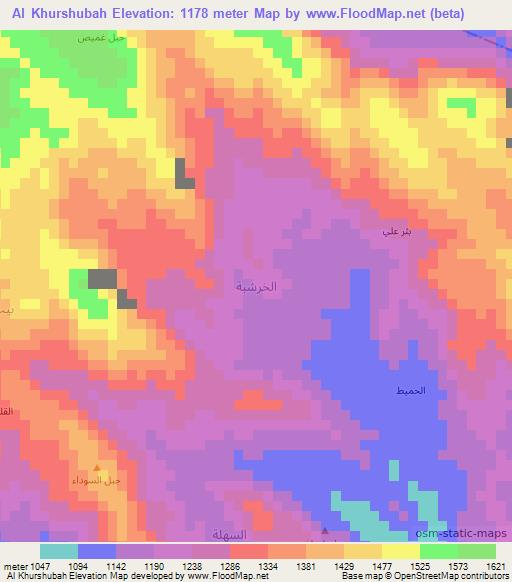 Al Khurshubah,Yemen Elevation Map