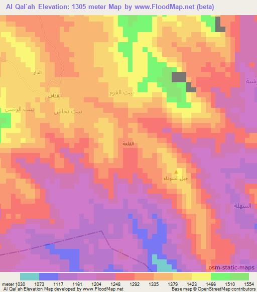 Al Qal`ah,Yemen Elevation Map