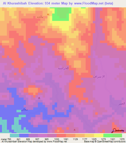 Al Khurashibah,Yemen Elevation Map