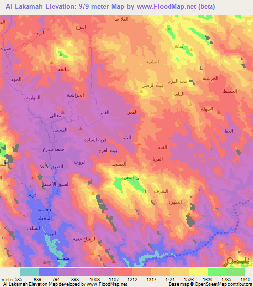 Al Lakamah,Yemen Elevation Map