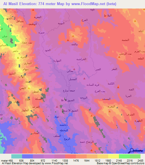 Al Masil,Yemen Elevation Map