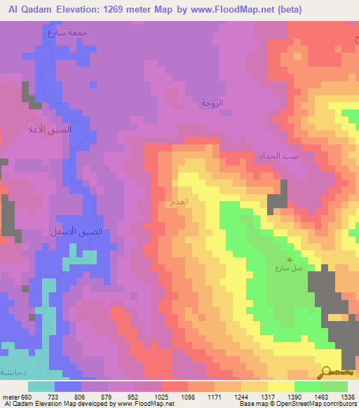 Al Qadam,Yemen Elevation Map