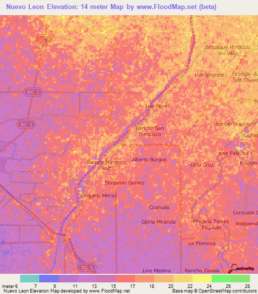 Nuevo Leon,Mexico Elevation Map