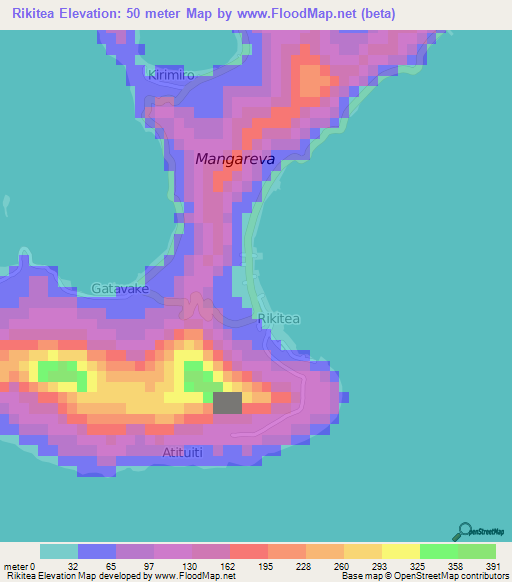 Rikitea,French Polynesia Elevation Map