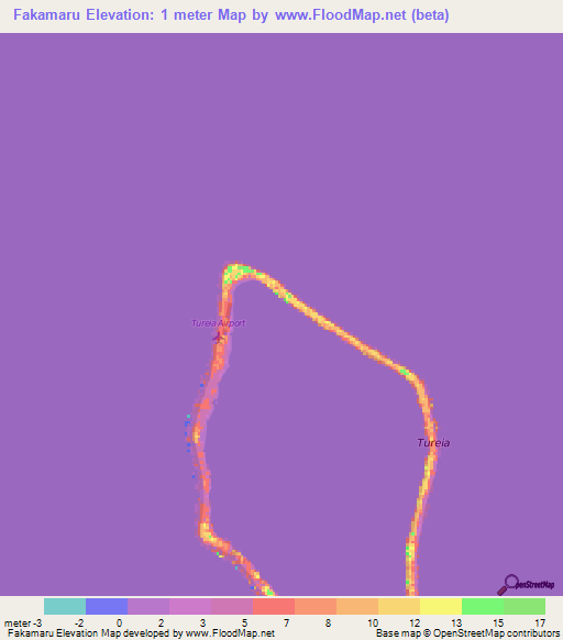 Fakamaru,French Polynesia Elevation Map