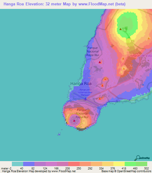 Hanga Roa,Chile Elevation Map