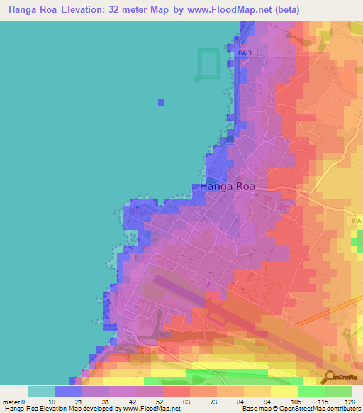 Hanga Roa,Chile Elevation Map