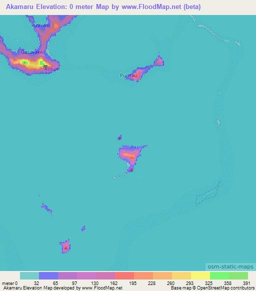 Akamaru,French Polynesia Elevation Map