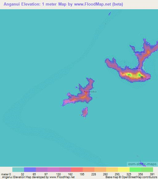 Anganui,French Polynesia Elevation Map
