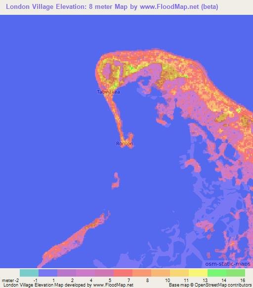 London Village,Kiribati Elevation Map