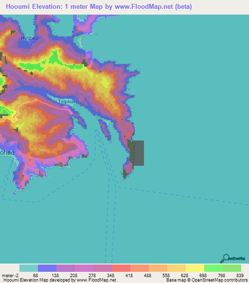 Hooumi,French Polynesia Elevation Map