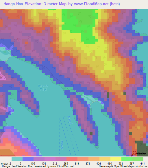 Hanga Haa,French Polynesia Elevation Map