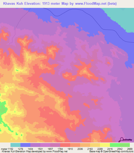 Khavas Kuh,Iran Elevation Map