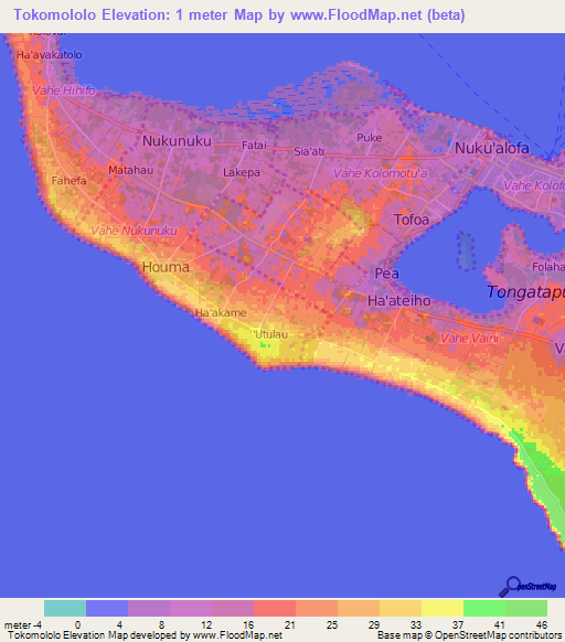 Tokomololo,Tonga Elevation Map