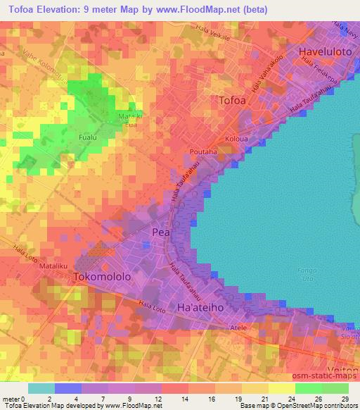 Tofoa,Tonga Elevation Map