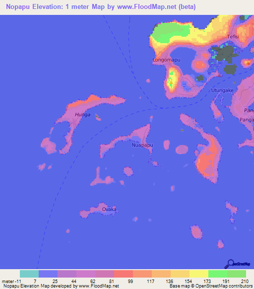 Nopapu,Tonga Elevation Map