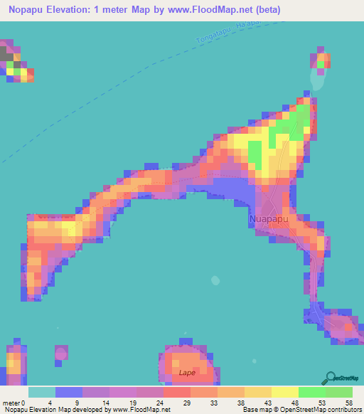 Nopapu,Tonga Elevation Map