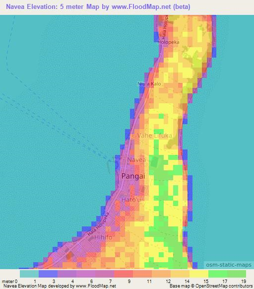 Navea,Tonga Elevation Map