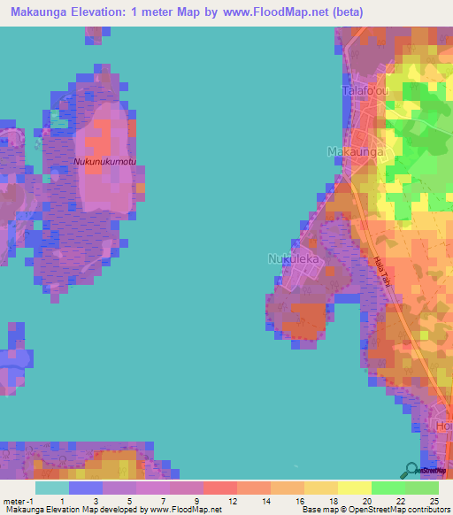 Makaunga,Tonga Elevation Map