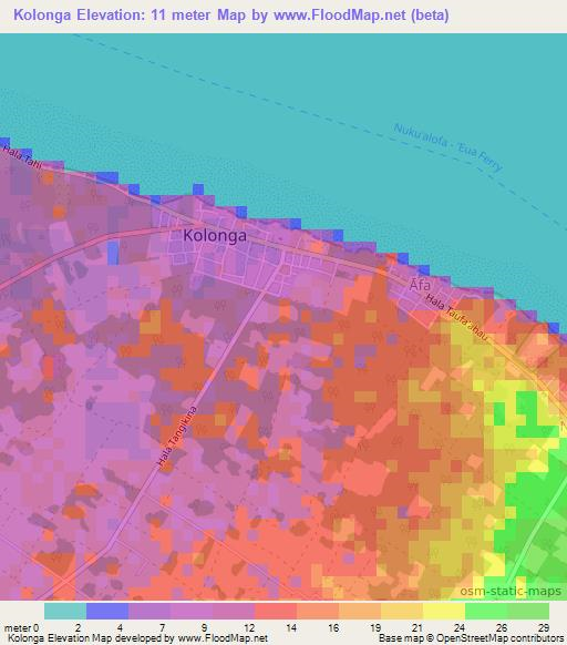 Kolonga,Tonga Elevation Map
