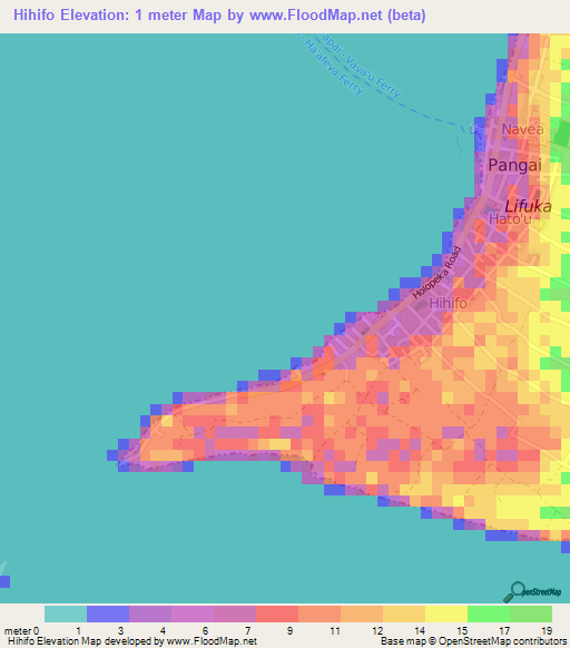 Hihifo,Tonga Elevation Map