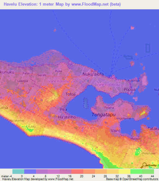 Havelu,Tonga Elevation Map