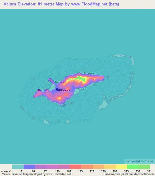 Vaiuru,French Polynesia Elevation Map