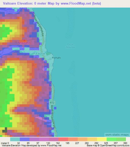 Vaitoare,French Polynesia Elevation Map