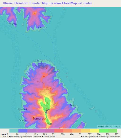 Uturoa,French Polynesia Elevation Map