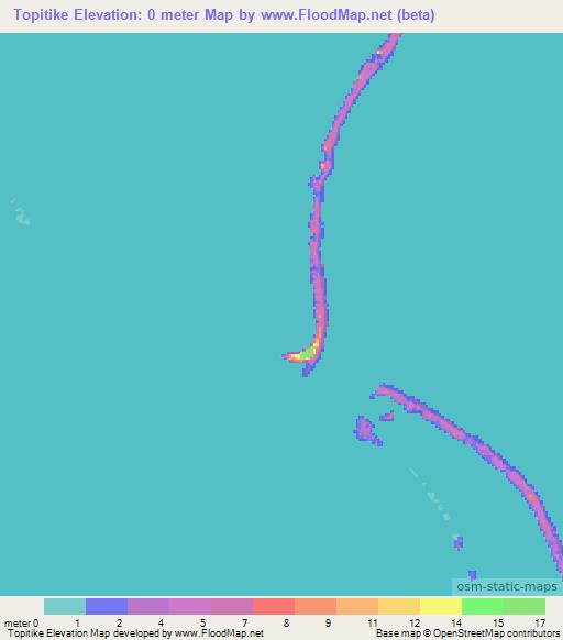 Topitike,French Polynesia Elevation Map