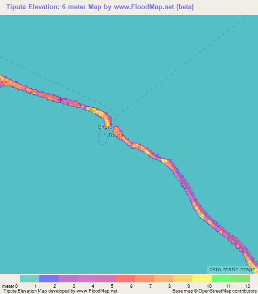Tiputa,French Polynesia Elevation Map