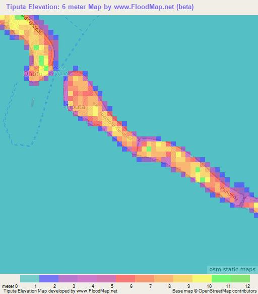 Tiputa,French Polynesia Elevation Map