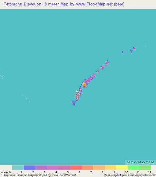 Tetamanu,French Polynesia Elevation Map