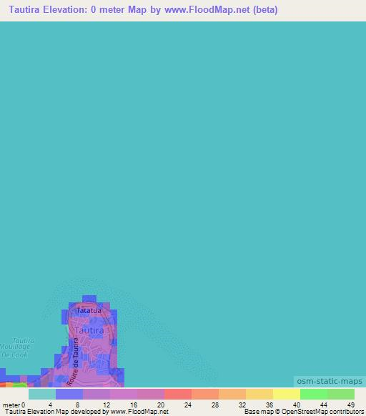 Tautira,French Polynesia Elevation Map