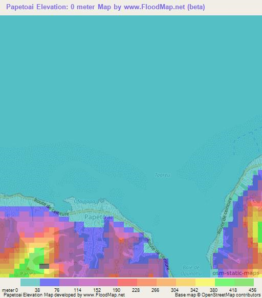 Papetoai,French Polynesia Elevation Map