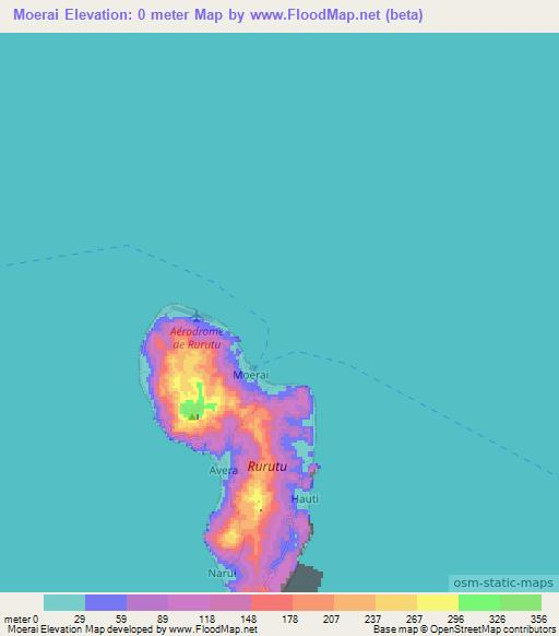 Moerai,French Polynesia Elevation Map