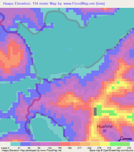 Haapu,French Polynesia Elevation Map
