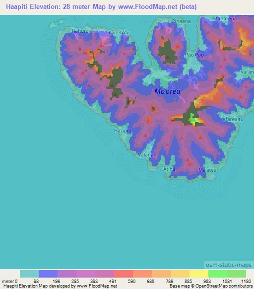 Haapiti,French Polynesia Elevation Map