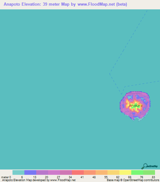 Anapoto,French Polynesia Elevation Map