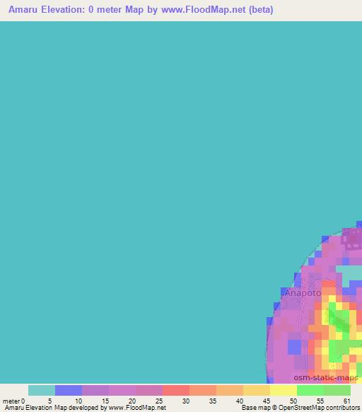 Amaru,French Polynesia Elevation Map