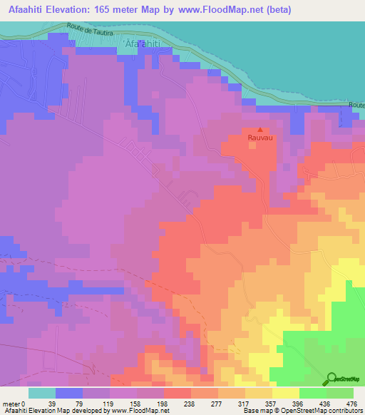 Afaahiti,French Polynesia Elevation Map